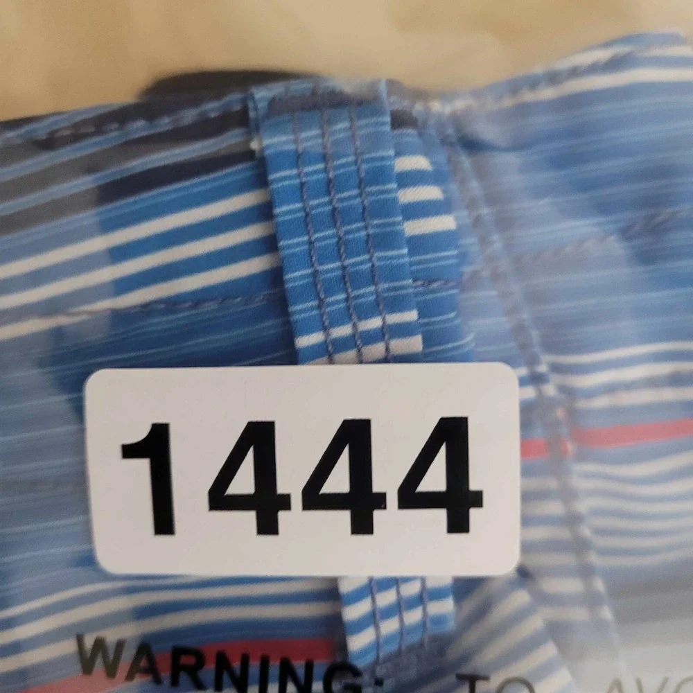 Quiksilver Amphibian Board Shorts Men's 36 Blue Striped‎ Swim Pool Beach